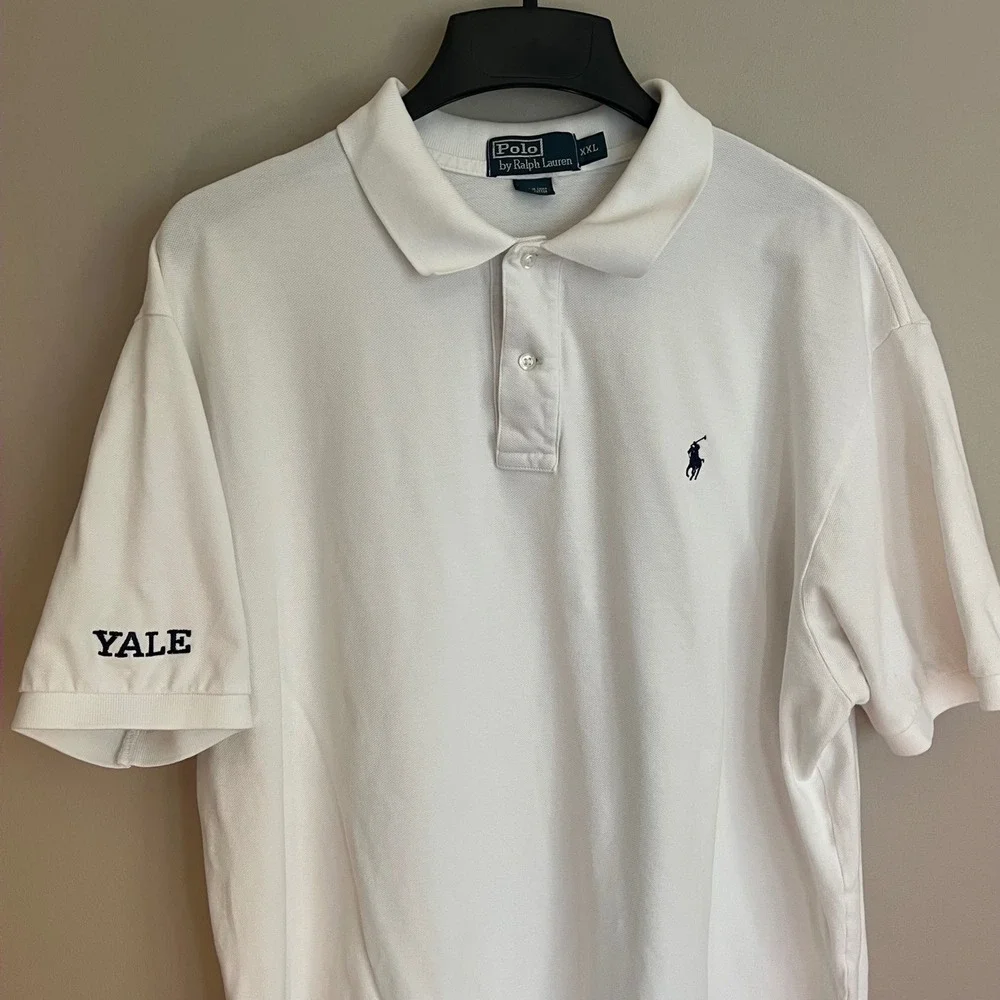 Polo Ralph Lauren Yale University White Pique Polo Shirt Mens XXL Short Sleeve